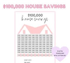 100k House Savings Tracker Printable