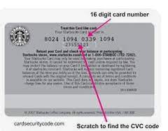 security code on a starbucks gift card
