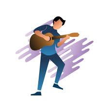 guy playing guitar vector art icons
