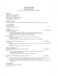 Relevant Coursework Resume Example Examples Education Science Work
