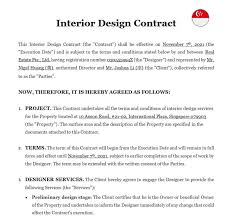 interior design contract in singapore