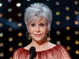 Women would look more youthful with this stylish layered bob as it softly frames the face. Jane Fonda Wanted Gray Hair To Surprise Everyone At The Oscars Glamour