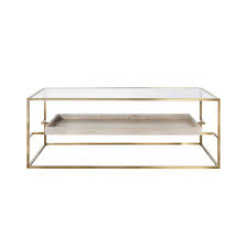 Glass Top Antique Brass Coffee Table