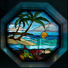 Stained Glass Beach Window Octagon Web