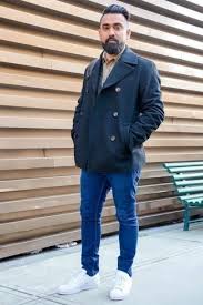 Navy Jeans With Navy Pea Coat Outfits