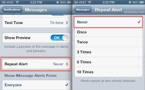 repeating text message alerts on iphone