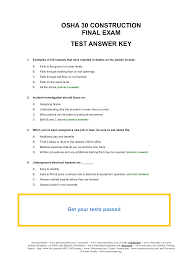 Osha 30 Construction Final Test Answer Key Online Test