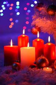candles and christmas decorations