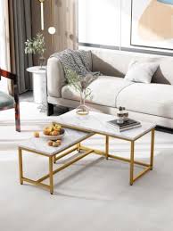 Coffee Table Set Side Table Marble Top