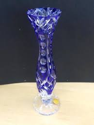 Bud Vase Clear Cobalt Blue Vintage