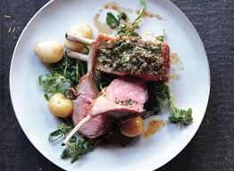 herb crusted rack of lamb with new