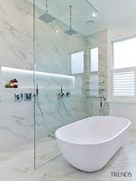 A Floor To Ceiling Glass Shower Scr