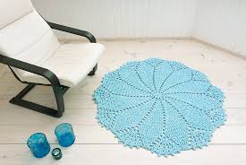 mint green crochet round doily rug