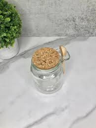 Glass Jar With Cork Lid And Wooden