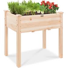 best choice s 34x18x30in raised garden bed elevated wood planter box stand for backyard patio w bed liner