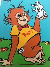Playskool Wooden Tray Puzzle Shirt Tales Bogey Monkey Hallmark 1980s Toy 7  Piece | eBay