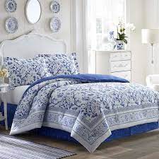 Blue Fl Cotton Full Comforter Set