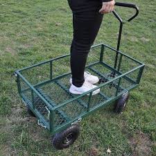 8 8 Cu Ft Metal Wagon Garden Cart In Grass Green