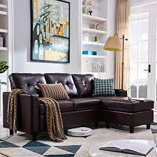 Here, your favorite looks cost less than you thought possible. Amazon Com Honbay Convertible Sectional Sofa Couch L Shaped Sofa Couch With Faux Leather Sectional For Small Apartment Brown Furniture Decor