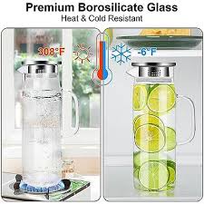 Glass Pitcher With Lid And Handle 50 Oz