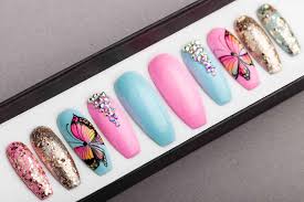 summer erfly press on nails with
