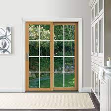 Jeld Wen 60 In X 80 In W 2500 Contemporary Black Clad Wood Right Hand 8 Lite Sliding Patio Door W Stained Interior Black Licorice