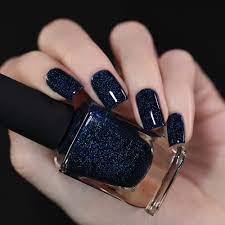 deep navy blue holographic nail polish
