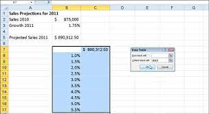 one variable data table in excel 2010