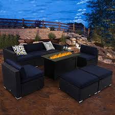 fire pit rattan table set top ers