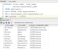 oracle left join with exles