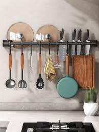 Black Kitchen Double Pole With Hooks