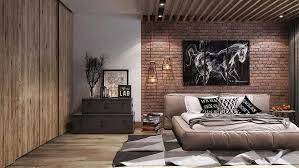 Bedroom With Brick Wall Design By