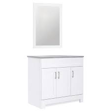 Get 5% in rewards with club o! Style Selections Gladmere 36 In White Single Sink Bathroom Vanity With Pepper Solid Surface Top Mirror Included In The Bathroom Vanities With Tops Department At Lowes Com