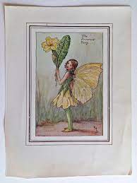 Primrose Flower Fairy Vintage Print