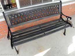 outdoor bench with colored stain