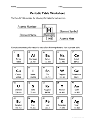 periodic table worksheets with answers