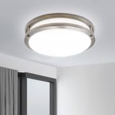 Mingbright 12 Inch Cetl Listed Dimmable Led Ceiling Flush Mount Light Fixture 20w 1400lm 3000k Warm White Ceiling Lamp Brushed Nickel