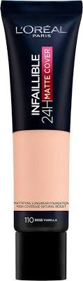 l oreal infallible 24h matte cover foundation rose vanilla 110 30ml