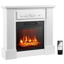32 Electric Fireplace With Mantel Tv Stand 1400w Freestanding Fireplace Heater With Remote Control White