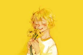 Looking for information on the anime yellow? Anime Yellow Cute Food Art Hitoka Yachi Haikyuu Pastel Yellow Anime Girl Pixiv Yellow Background Sunflower Anime Summer Anime Smile And Happy Love And Positive Not My Art