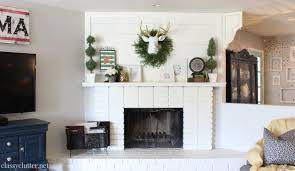 Diy Planked Mantle And White Brick