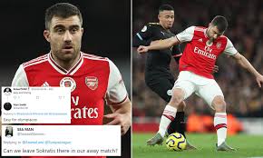 Arsenal fc arsenal memes arsenal stadium arsenal jersey arsenal ladies arsenal players arsenal football. Leave Sokratis There Arsenal Fans React To Drawing Olympiacos In The Europa League Last 32 Daily Mail Online