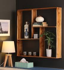 Teak Wood Wall Shelf In Brown