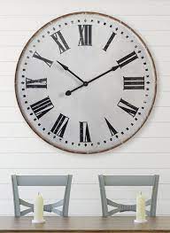 Large Round Metal Wall Clock Antique