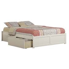 Ledge extends around mattress and hovers over corner block feet. Atlantic Furniture Concord Urban King Storage Platform Bed In White Ar8052112