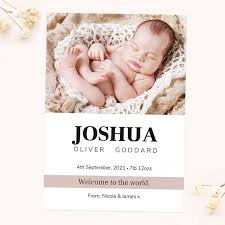 Baby Announcement Cards Neutral Photo Typography