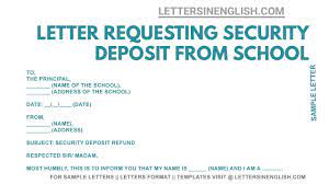 letter for security deposit refund from