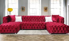 lcl 011 sectional sofa in red velvet