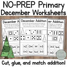 December Kindergarten Worksheets Cut