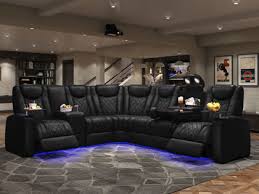 home theatre sectionals in black leather